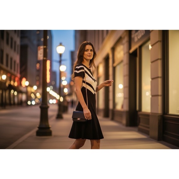 ECI Dresses & Skirts - eci new york Black/White Geometric dress XL